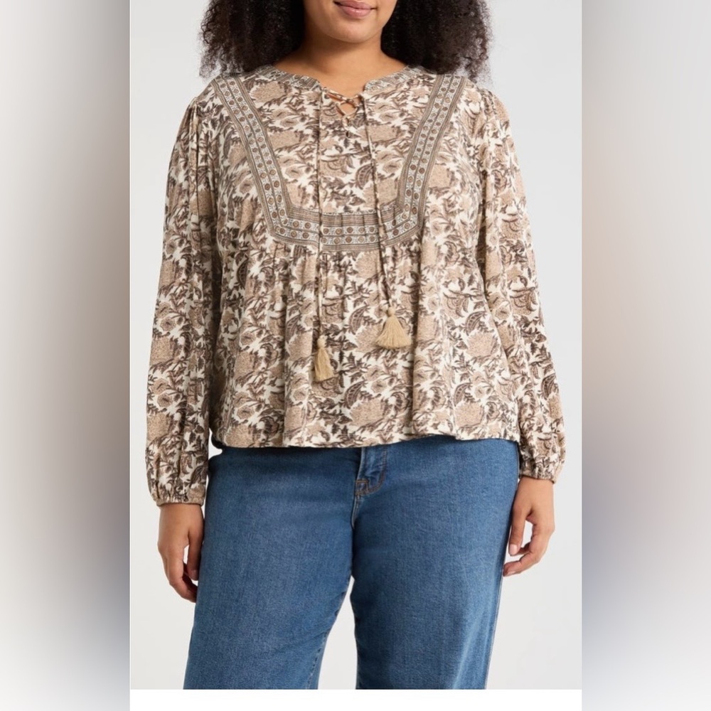 NWOT Lucky Brand Lace Neck Top, size 1X